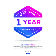 Obraz premium 1 years warranty seal stamp, vector label.