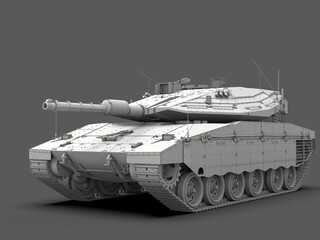 Naklejka premium Modern military war tank - model - white