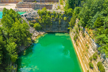 Fototapeta na wymiar Limestone Quarry Aerial Images - Indiana Limestone - Empire Quarry - 