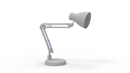 3D rendering of an electric desk lamp office working light. Isoalted on white background.