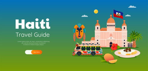 Fototapeta premium Haiti Flat Banner