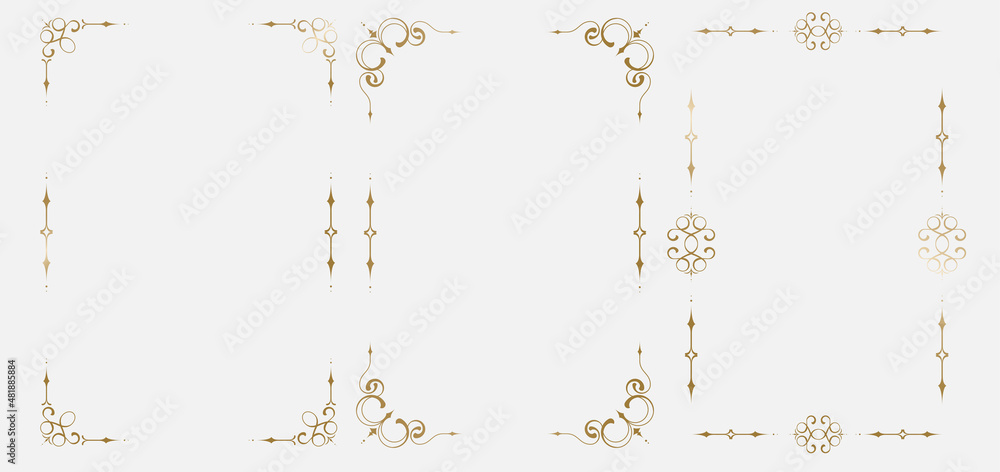 Wall mural vintage ornament frame elements as wedding invitations, certificates and documents design