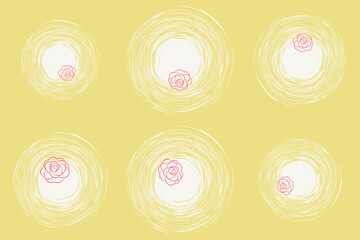 easter background, set of rose flowers, textured pattern abstract frame, colorful geometric shaped decorative elements, graphic design illustration wallpaper 