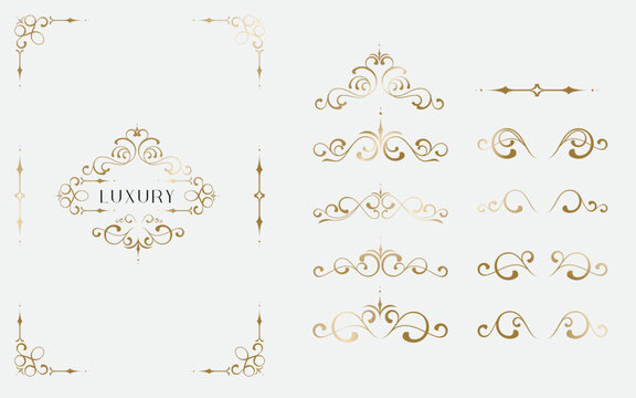 vintage ornament elements as wedding invitation, certificate design