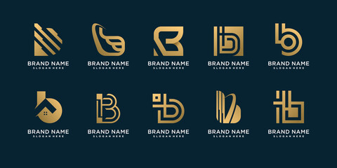 Letter B logo with creative element concept for initial or business Premium Vector - obrazy, fototapety, plakaty