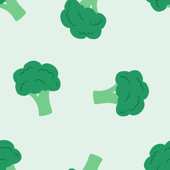 Broccoli seamless pattern. Vegetable background. Perfect for textile manufacturing wallpaper posters etc. Vector illustration. 