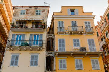 Old city center in Corfu, Greece
