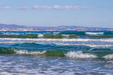Stormy sea at Lady's mile beach, Limassol, Cyprus