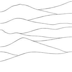 Mountain, valley, pattern, wave, brush art, illustration, oriental style