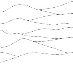 Mountain, valley, pattern, wave, brush art, illustration, oriental style