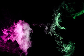 Color smoke on black background