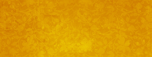 Old yellow vintage shabby damask floral flower patchwork tiles stone concrete cement wallwallpaer...