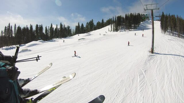 Chairlift View at Ski and Snowboard Resort in Spring Season