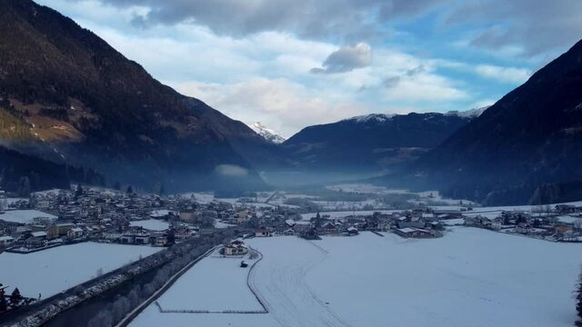 Winter on the plain of the Velle di Tures. South Tyrol.