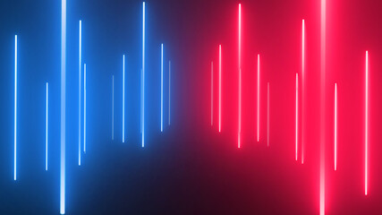 Abstract neon glowing lights line background, geometric glowing shape