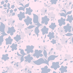 Vector seamless floral pattern on pink background.