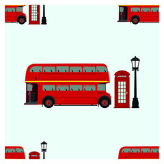 Seamless London red bus vector illustration. Double decker bus 