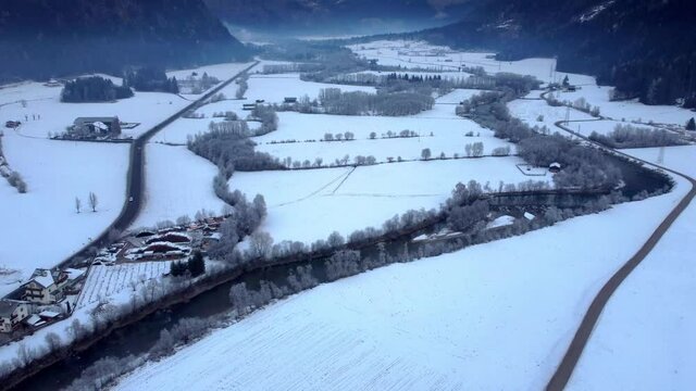Winter on the plain of the Velle di Tures. South Tyrol.