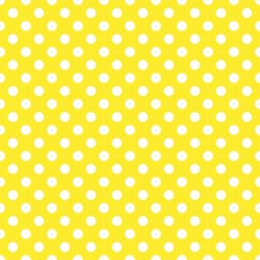 Geel en wit retro Polka Dot naadloos patroon. Voor plaid, tafelkleden, kleding, overhemden, jurken, papier, beddengoed, dekens, dekbedden en andere textielproducten. Vectorachtergrond.