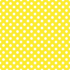 Printed roller blinds Yellow Yellow and white retro Polka Dot seamless pattern. Vector background.