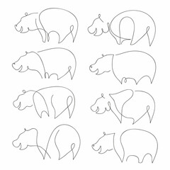 One line hippopotamus design silhouette. Hand drawn minimalism style vector illustration