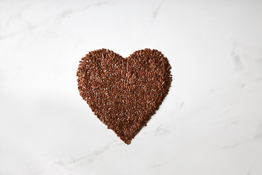 Top View Of Flaxseed Formed Into A Heart Shape