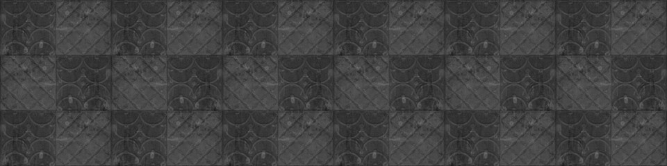 Gray grey vintage retro geometric square mosaic motif cement concrete tiles texture background...