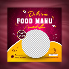 Social media food post design template for any business