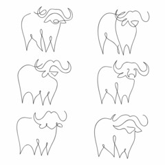 One line buffalo design silhouette. Hand drawn minimalism style vector illustration