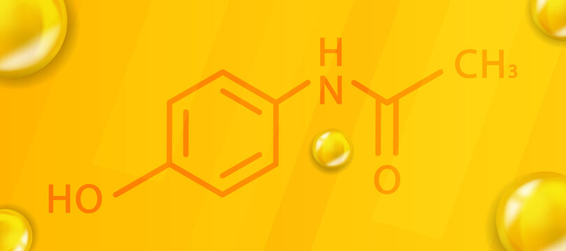 Paracetamol chemical formula. Paracetamol 3D Realistic chemical molecular structure