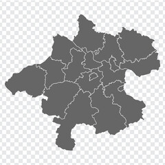 Map  State Upper Austria of Austria on transparent background. Blank Map Upper Austria with districts   for your web site design, logo, app, UI. Austria. EPS10.