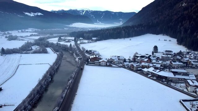 Winter on the plain of the Velle di Tures. South Tyrol.