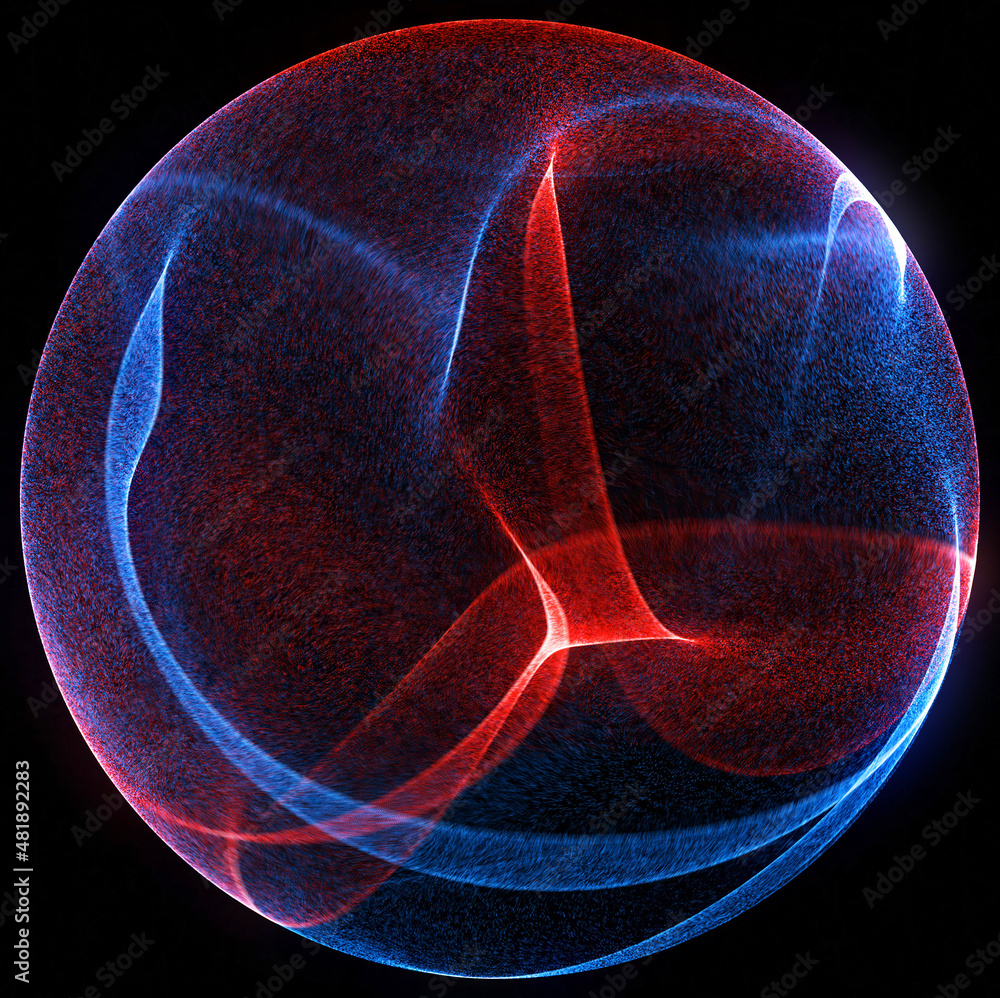 Poster 3d render of a glowing sphere. abstract energy particle orb. sphere shape made of particles.