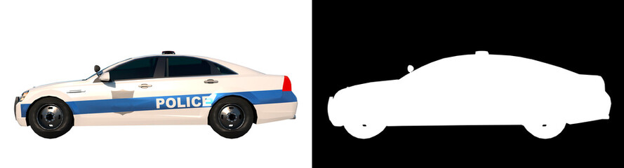 Police Patrol 1-Lateral view white background alpha png 3D Rendering Ilustracion 3D	