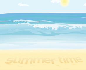 Fototapeta na wymiar Text summer time on beach. vector