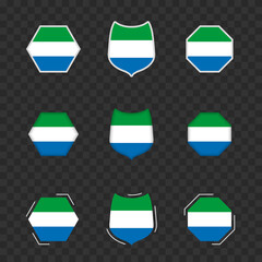 National symbols of Sierra Leone on a dark transparent background, vector flags of Sierra Leone.