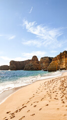 Ocean beach, cliffs in Portugal