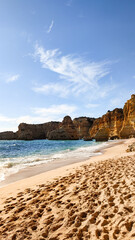 Ocean beach, cliffs in Portugal