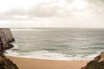 Ocean beach, cliffs in Portugal