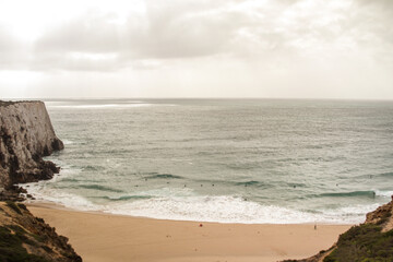 Ocean beach, cliffs in Portugal