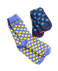 Different socks isolated on white background