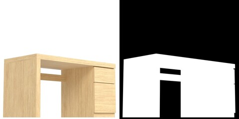 3D rendering illustration of a large table desk