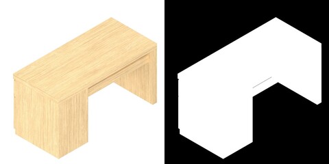 3D rendering illustration of a large table desk
