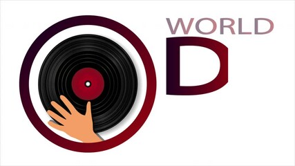 World dj day 9 march poster, art video illustration.