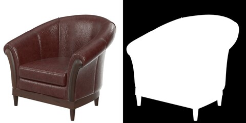 3D rendering illustration of a leather armchair