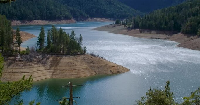 Wind blowing across lake water in Oregon Applegate lake