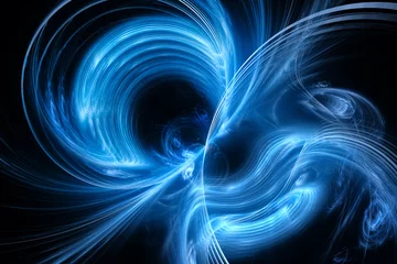Fotobehang Blue glowing electromagnetic flux abstract background © sakkmesterke
