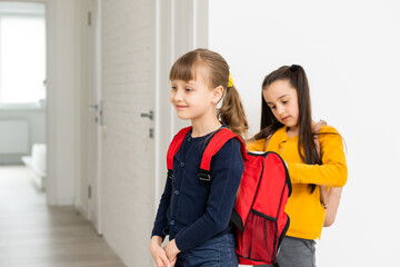 Two pupils of elementary school, Back to school.