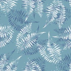 Fern plant leaf seamless pattern. Tropical botanical stock vector illustration eps10 