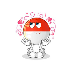 indonesian flag shy vector. cartoon character
